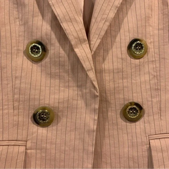 NEW Pinko Linen Double Breasted Pink Pinstripe Blazer Size 2 - Picture 9 of 12